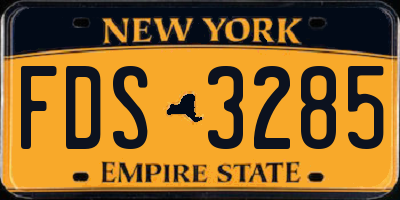 NY license plate FDS3285