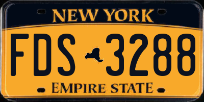 NY license plate FDS3288