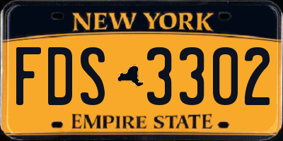 NY license plate FDS3302