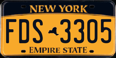 NY license plate FDS3305
