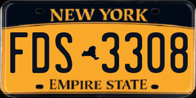 NY license plate FDS3308