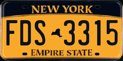 NY license plate FDS3315