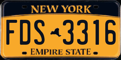 NY license plate FDS3316