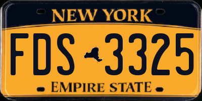 NY license plate FDS3325