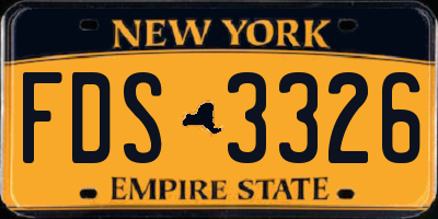 NY license plate FDS3326