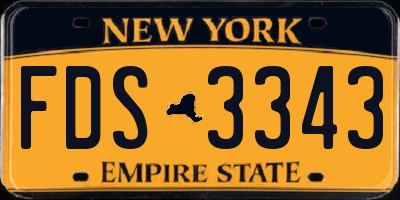 NY license plate FDS3343
