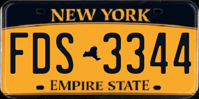 NY license plate FDS3344