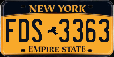 NY license plate FDS3363