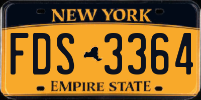 NY license plate FDS3364