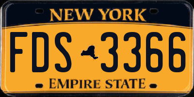 NY license plate FDS3366