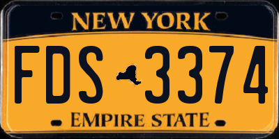 NY license plate FDS3374