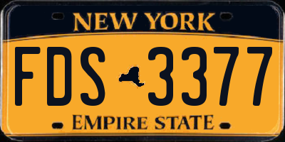 NY license plate FDS3377
