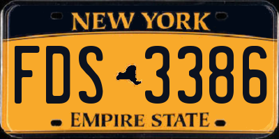 NY license plate FDS3386