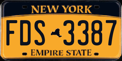 NY license plate FDS3387