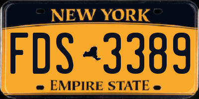NY license plate FDS3389