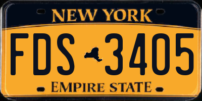 NY license plate FDS3405
