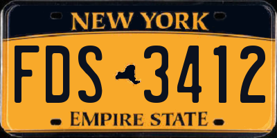 NY license plate FDS3412
