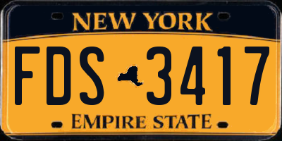 NY license plate FDS3417