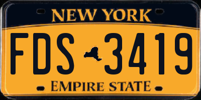 NY license plate FDS3419