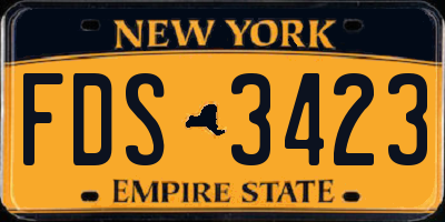 NY license plate FDS3423