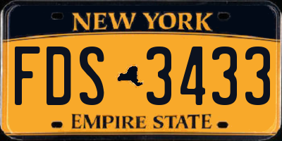 NY license plate FDS3433