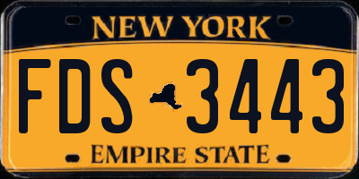 NY license plate FDS3443