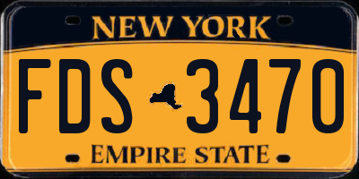 NY license plate FDS3470