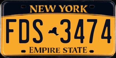 NY license plate FDS3474