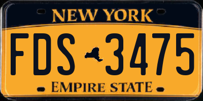 NY license plate FDS3475