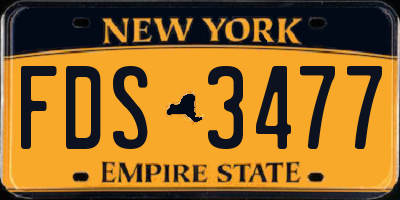 NY license plate FDS3477