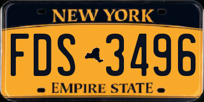 NY license plate FDS3496