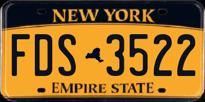 NY license plate FDS3522