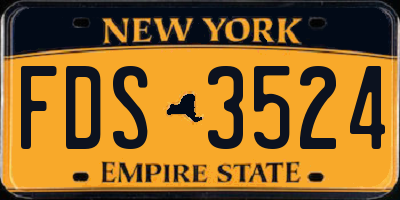 NY license plate FDS3524