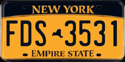 NY license plate FDS3531