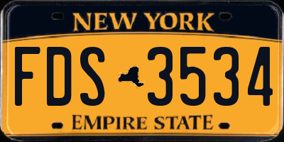 NY license plate FDS3534
