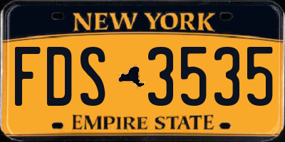NY license plate FDS3535
