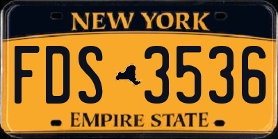 NY license plate FDS3536