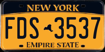NY license plate FDS3537