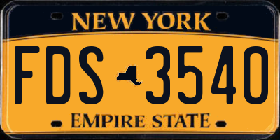 NY license plate FDS3540