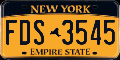 NY license plate FDS3545