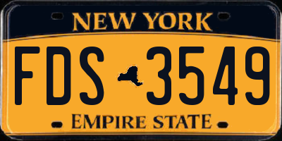 NY license plate FDS3549
