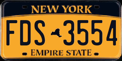 NY license plate FDS3554