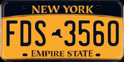 NY license plate FDS3560