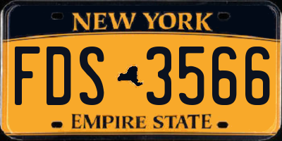 NY license plate FDS3566