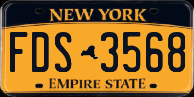 NY license plate FDS3568