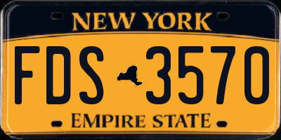 NY license plate FDS3570