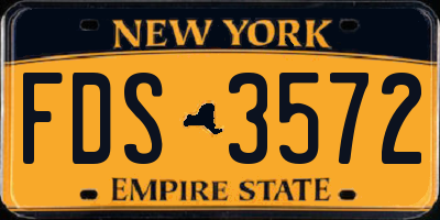 NY license plate FDS3572