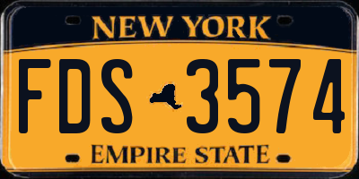 NY license plate FDS3574