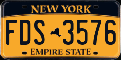 NY license plate FDS3576