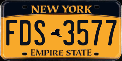 NY license plate FDS3577
